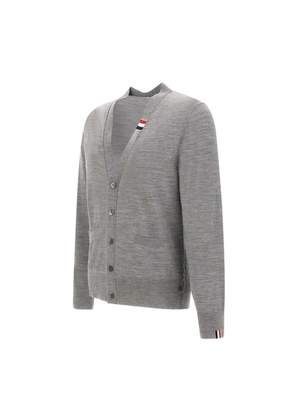 Shop Thom Browne "jersey Stitch" Merino Wool Cardigan In Grey