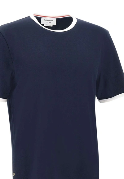 Shop Thom Browne Cotton "ss Ringer Tee" In Blue