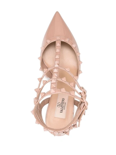 Valentino Garavani Rockstud Patent Leather Slingback Pumps In Powder
