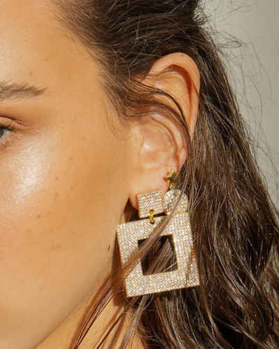 Shop Luv Aj The Pave Box Hoops Earrings In Gold