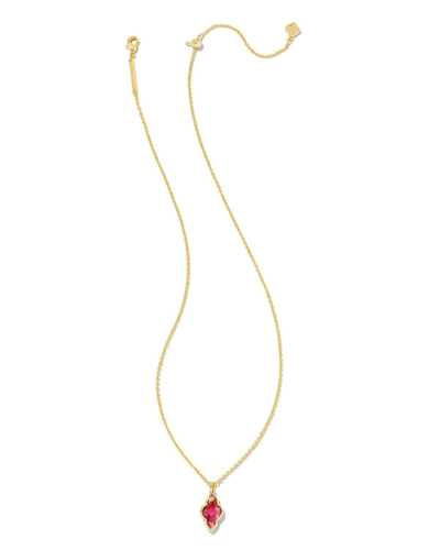 Shop Kendra Scott Women's Framed Abbie Short Pendant Necklace In Gold/light Burgundy Illusion In Red