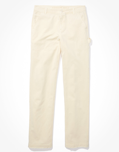 Shop American Eagle Outfitters Ae Stretch High-waisted Straight Leg Carpenter Cargo Pant In White