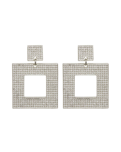Shop Luv Aj The Pave Box Hoops Earrings In Silver