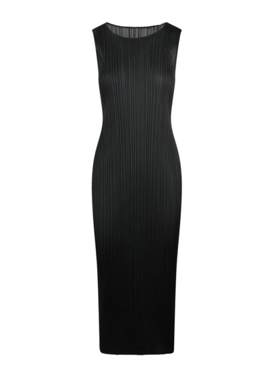 Shop Issey Miyake Pleats Please By  Pleated Sleeveless Dress In Black