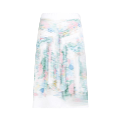 Shop Loewe Paint Brush Effect Midi Skirt In White