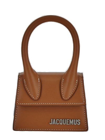 Shop Jacquemus Le Chiquito Logo Lettering Mini Tote Bag In Brown