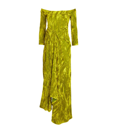 Shop A.w.a.k.e. A. W.a. K.e. Mode Off-the-shoulder Maxi Dress In Yellow