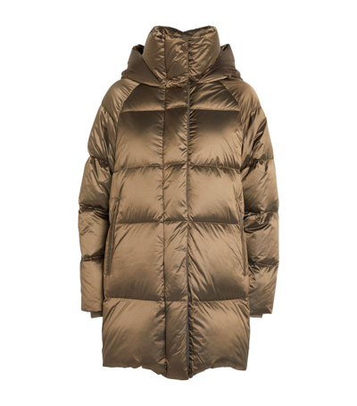 Shop Varley Hooded Canton Puffer Jacket In Grey