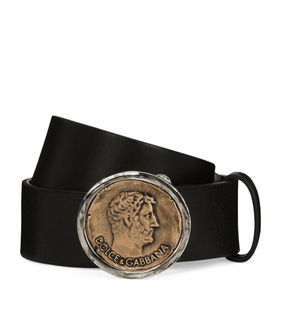 Shop Dolce & Gabbana Calfskin Coin Belt In Multi
