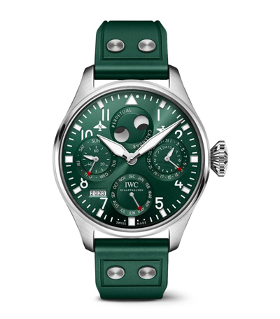 Shop Iwc Schaffhausen Stainless Steel Big Pilot's Perpetual Calendar Automatic Watch 46mm In Green