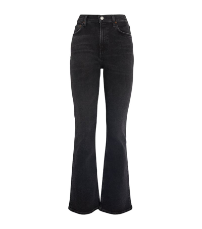 Shop Agolde Organic Cotton High-rise Bootcut Jeans In Black