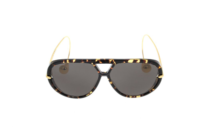 Shop Bottega Veneta Eyewear Pilot Frame Sunglasses In Brown