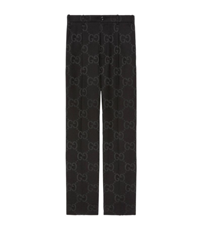 Shop Gucci Jumbo Gg Trousers In Black