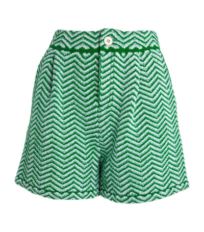 Shop Barrie Cashmere-blend Chevron Shorts In Green