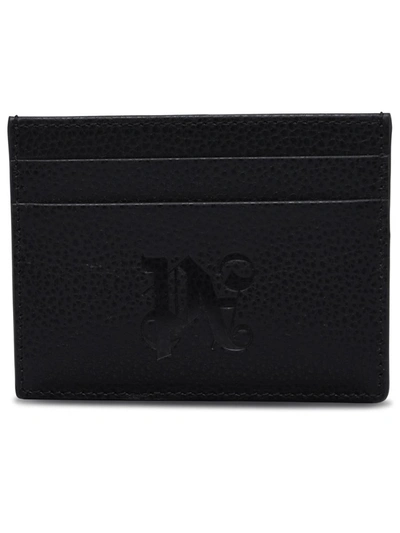 Shop Palm Angels Black Leather 'monogram' Cardholder
