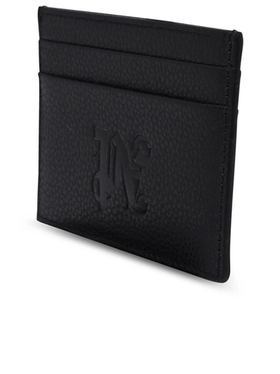 Shop Palm Angels Black Leather 'monogram' Cardholder