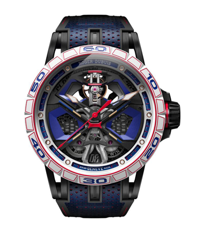 Shop Roger Dubuis Mcf And Titanium Excalibur Spider Huracan Mb Watch 45mm In Blue