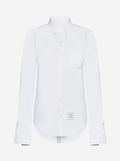 Thom Browne Scallop Collar Long Sleeve Cotton Button-up Shirt In White