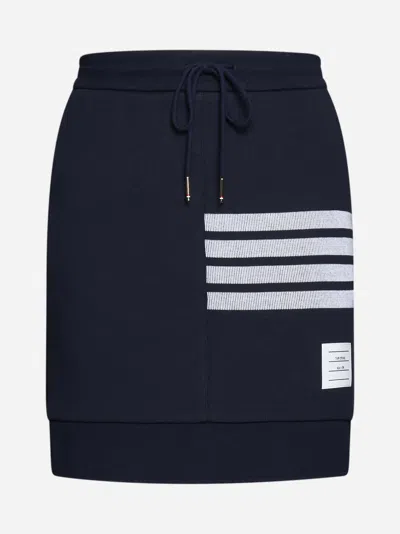 Shop Thom Browne Cotton 4-bar Miniskirt In Navy