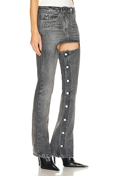 Courrèges Chaps Cotton Denim Pants In Stonewashed Grey