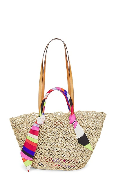 Shop Emilio Pucci Basket Tote Bag In Naturale Aranc & Rosa