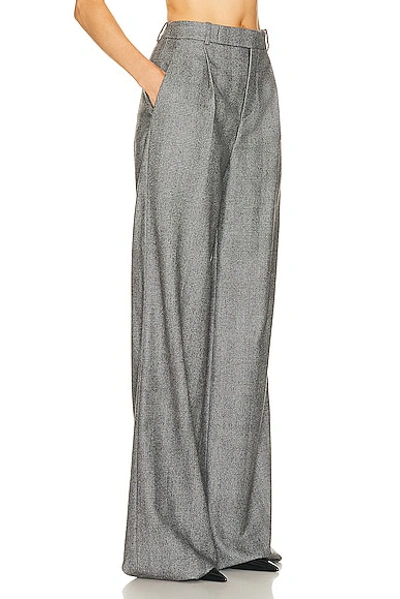 Saint Laurent Grey Pants With Pences And Belt Loops In Wool Woman In Noir Craie