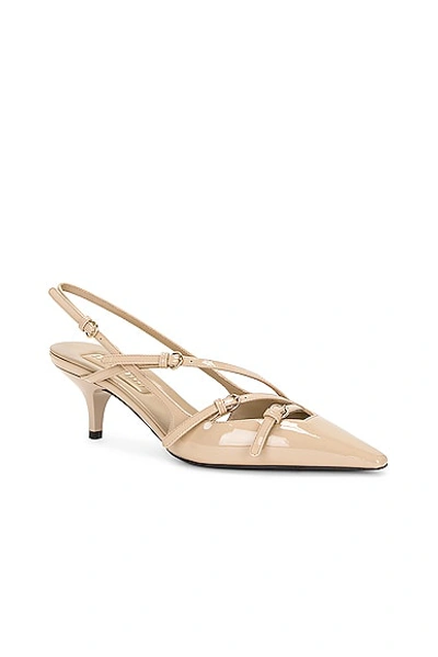 Shop Miu Miu Heel Sandal In Sabbia