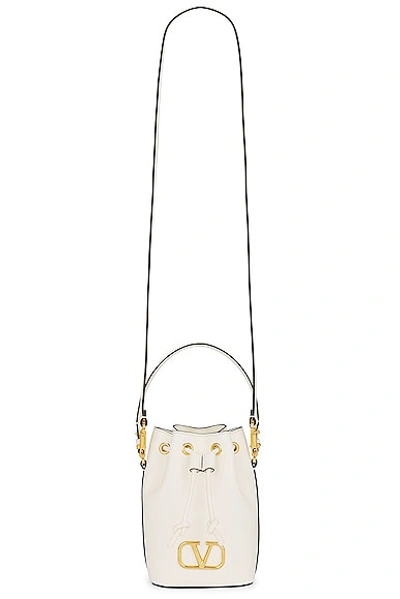 Valentino Vlogo Bucket Bag Contrast Trim In Ivory