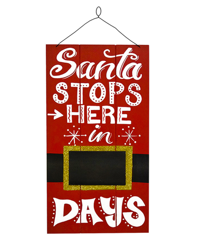 Shop National Tree Company Dnu Unprofitable 22 Hanging Sign Santa Stops Here