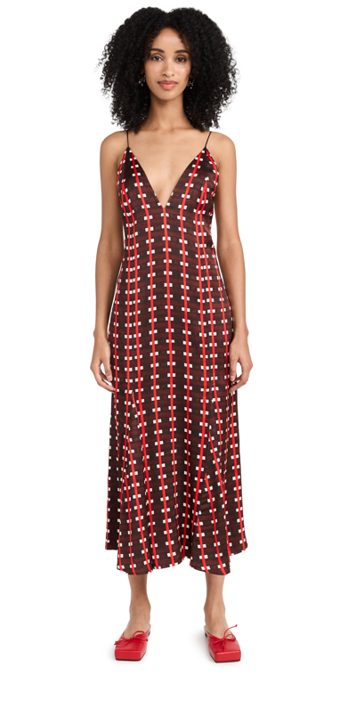 Shop Wales Bonner Josephine Dress Brown And Red