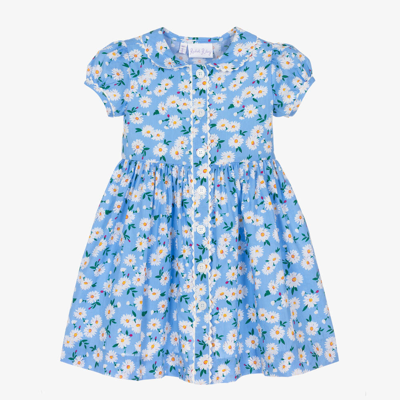Shop Rachel Riley Girls Blue Cotton Daisy Print Dress