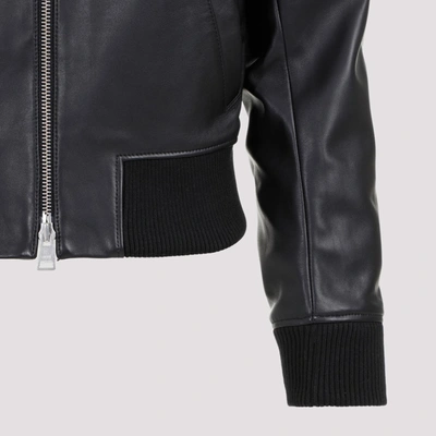 Shop Ami Alexandre Mattiussi Ami Paris  Zipped Leather Jacket In Black