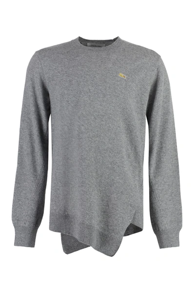 Shop Comme Des Garçons Lacoste X  - Crew-neck Wool Sweater In Grey