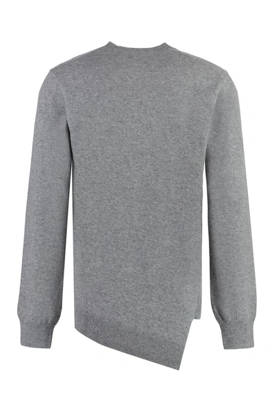 Shop Comme Des Garçons Lacoste X  - Crew-neck Wool Sweater In Grey
