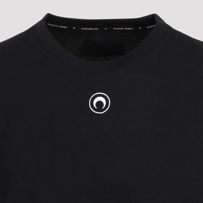 Shop Marine Serre Rose Print Organic Cotton T-shirt Tshirt In Black