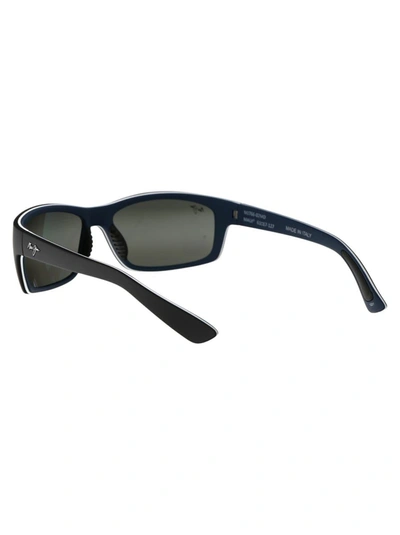 Shop Maui Jim Sunglasses In Matte Black/white/blue