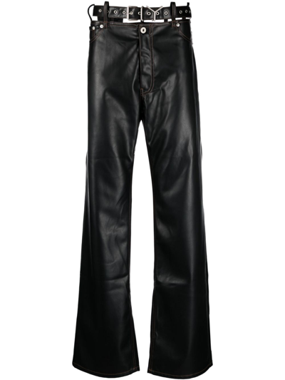 Shop Y/project Black Y-belt Faux-leather Trousers