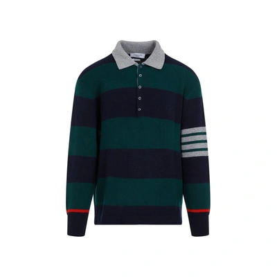 Shop Thom Browne Rugby Jacquard Stripe Polo In Green