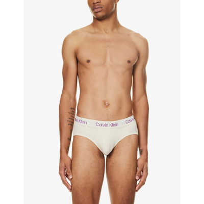 Shop Calvin Klein Men's Multi Branded-waistband Mid-rise Pack Of Three Stretch-cotton Briefs