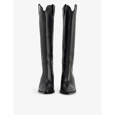 Shop Anine Bing Tania Leather Knee-high Heeled Boots In Black