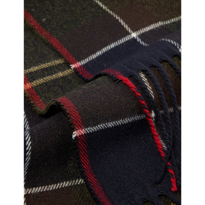 Barbour Mens Classic Galingale Tartan-pattern Knitted Scarf In Classic