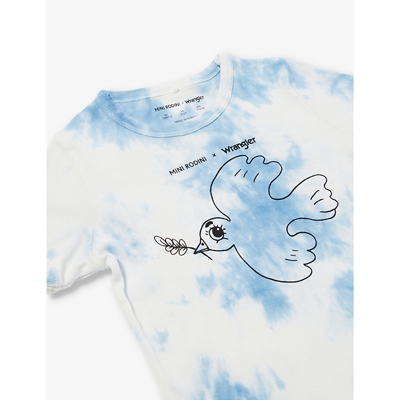 Shop Mini Rodini Girls Blue Kids X Wrangler Peace Tie-dye Organic Cotton-jersey T-shirt 18 Months - 11 Ye