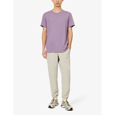 Shop Lululemon Men's Purple Ash Fundamental Rubberised-logo Stretch-woven T-shirt