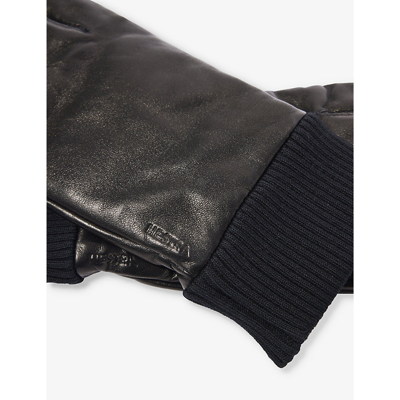 Shop Hestra Mens Black Fredrik Rib-cuff Leather Gloves