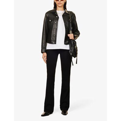 Shop Paige Manhattan Slim-fit Mid-rise Stretch-denim Jeans In Black Velvet/ Boss Black