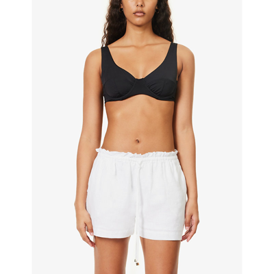 Shop Heidi Klein Women's Wht Bay Drawstring-waist Linen Shorts In White