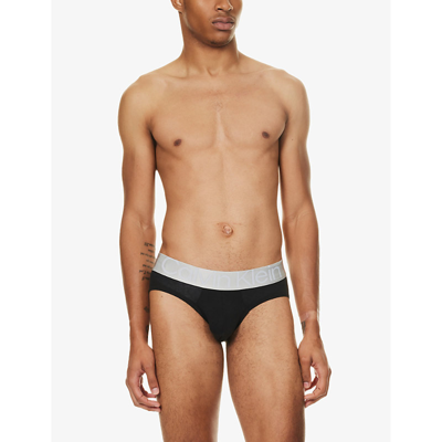 Shop Calvin Klein Branded-waistband Mid-rise Pack Of Three In Black