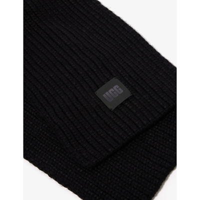 Shop Ugg Pom Pom Brand-patch Knitted Hat And Scarf Set In Black