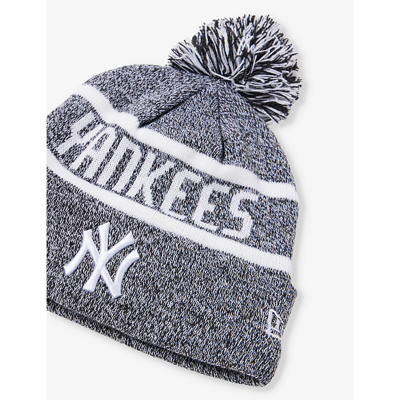 Shop New Era Men's Black New York Yankees Mlb Brand-embroidered Knitted Beanie Hat