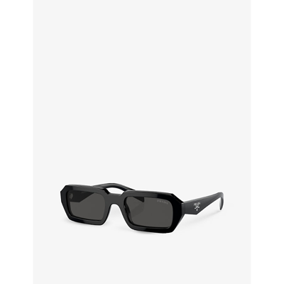 Shop Prada Men's Black Pr A12s Irregular-frame Acetate Sunglasses